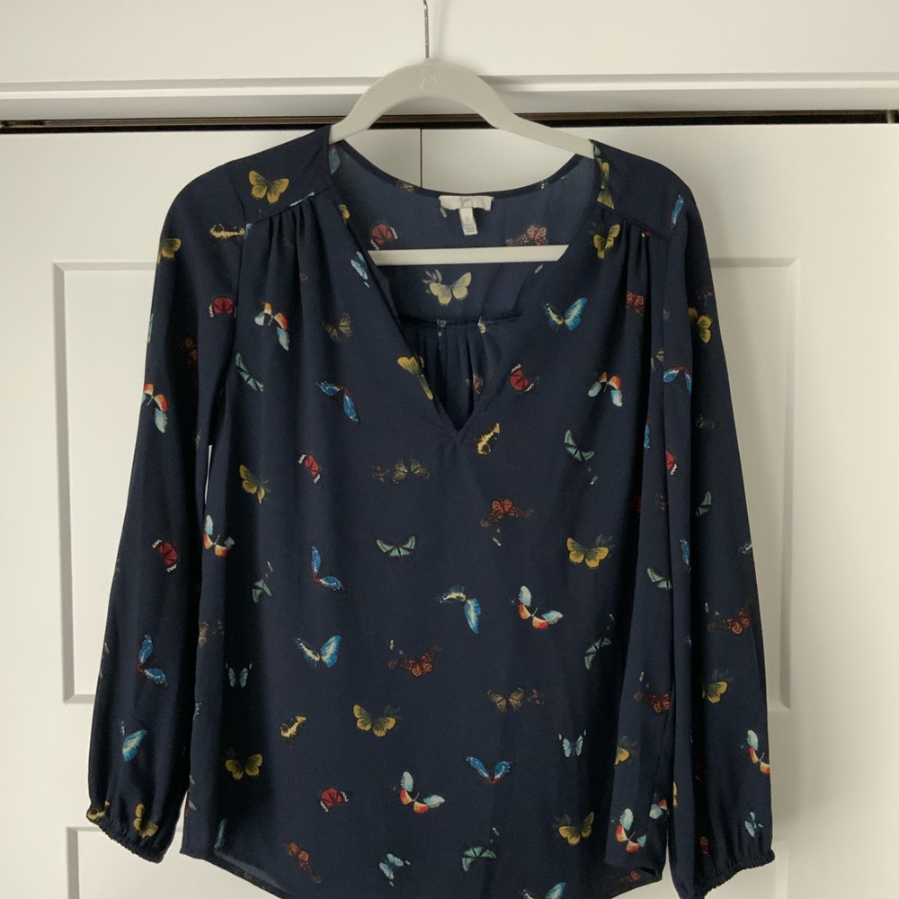 Joie blue butterfly blouse, size small